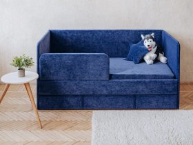 Диван-кровать Happy (синий) в Зеленогорске - zelenogorsk.mebel-nsk.ru | фото