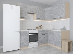Модульная угловая кухня 1,4м*2,1м Лада (цемент) в Зеленогорске - zelenogorsk.mebel-nsk.ru | фото
